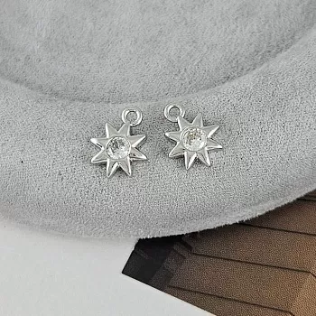 Подвеска Звезда с фианитом 11.4х9 мм родиевое покрытие (9366-Р) купить с доставкой по России | Интернет-магазин Viva Beads