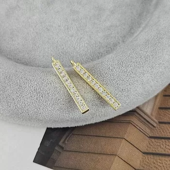 Подвеска Палочка с фианитами 22.6x2.1 мм позолота 14К (9416-З) купить с доставкой по России | Интернет-магазин Viva Beads