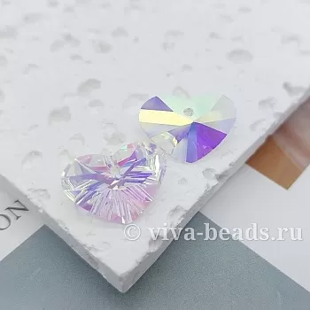 Подвеска Сердце 12х17 мм Crystal AB хрустальное стекло (7233-АВ) купить с доставкой по России | Интернет-магазин Viva Beads