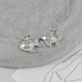 Подвеска Рыбка 16.4х15.2 мм, родиевое покрытие (9533-Р) купить с доставкой по России | Интернет-магазин Viva Beads