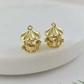 Подвеска Карусель 12.6x10 мм с фианитами, позолота 14К (10011-З) купить с доставкой по России | Интернет-магазин Viva Beads