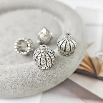 УЦЕНКА Шапочка концевик Корона 13х12.6 мм с фианитами родиевое покрытие (2974-Р-УЦ)