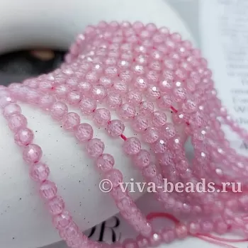 Нить 18 см Фианиты, цирконы 4 мм розовый (7259-РОЗ) купить с доставкой по России | Интернет-магазин Viva Beads