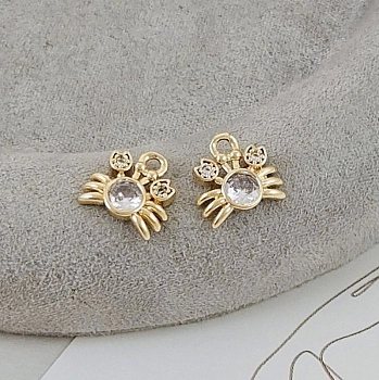 Подвеска Краб 9.8x10.6 мм с фианитами позолота 14К (9522-З)