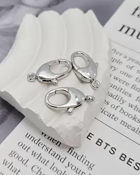 Замок карабин 20х10.8 мм родиевое покр. (8387-Р) замок для украшений купить с доставкой по России | Интернет-магазин Viva Beads