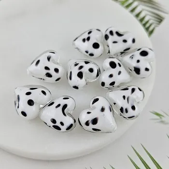 Бусина лэмпворк Сердце ок. 15 мм, белый (10030-БЕЛ) купить с доставкой по России | Интернет-магазин Viva Beads