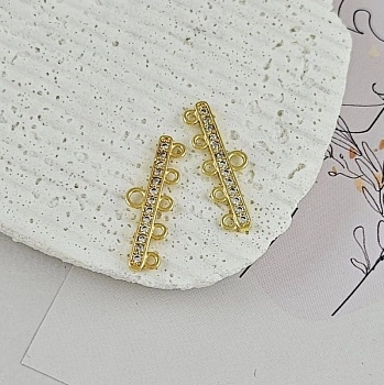 1 шт. Коннектор на пять нитей 26.6х8.7 мм с фианитами, позолота 14К (9560-5-З) купить с доставкой по России | Интернет-магазин Viva Beads