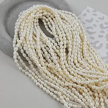 Нить 17 см  Жемчуг натуральный рис толщиной 3.5-4 мм белый АА (6676) купить в #REGION_P# | Заказать в интернет-магазине Viva Beads
