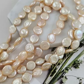 1 шт. Жемчуг натуральный речной барокко ок. 9-10 мм монета,  АА персиковый (9760-П) купить в #REGION_P# | Заказать в интернет-магазине Viva Beads
