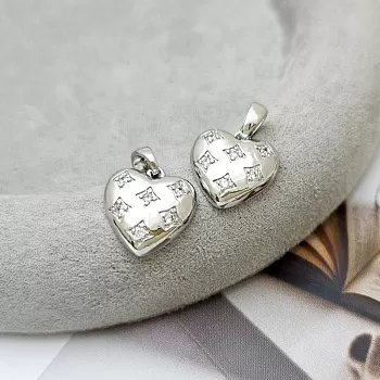 Подвеска Сердце с фианитами 14х13.5 мм родиевое покрытие (9178-Р) купить с доставкой по России | Интернет-магазин Viva Beads