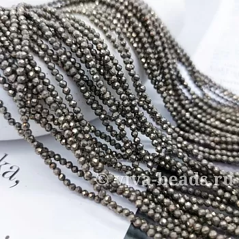 Нить 19 см Пирит натур. 2 мм граненые бусины (6850-2) купить в Воронеже | Заказать в интернет-магазине Viva Beads
