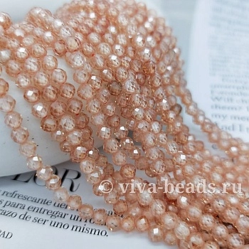 Нить 18 см Фианиты (цирконы) 4 мм бежевый (7259-БЕЖ) купить с доставкой по России | Интернет-магазин Viva Beads