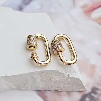 Замок карабин с фианитами 18 мм позолота 14к (8590-З) замок для украшений купить с доставкой по России | Интернет-магазин Viva Beads