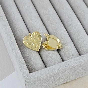 Швензы с английским замком Сердце 16х16 мм позолота 14К (9582-З)  швензы для серег купить с доставкой по России | Интернет-магазин Viva Beads