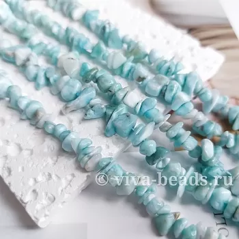 Нить 19 см Ларимар крошка 5-11 мм (7023) для бижутерии купить с доставкой по России | Интернет‑магазин Viva Beads