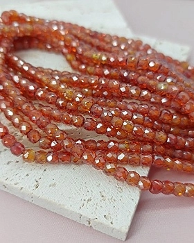 Нить 18 см Фианиты 4х3.5 мм бусины граненый рондель, оранжевый (8142-ОРАНЖ) купить с доставкой по России | Интернет-магазин Viva Beads