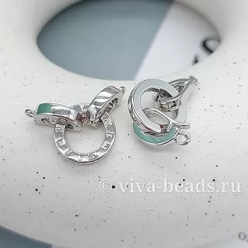 УЦЕНКА Замок круглый с карабинами 12.2 мм кольцо родиевое покр. (7428-Р-УЦ)