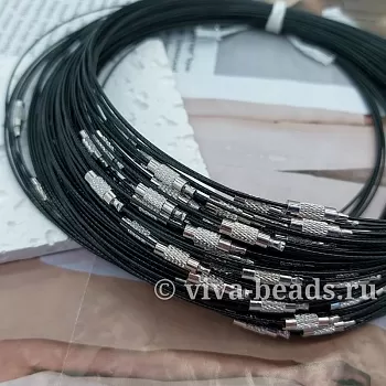 Чокер с замком основа для колье черный (1097-Ч)