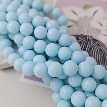 Нить 37 см Бусины стеклянные ок. 10 мм гладкий шар, нежно-голубой (9790-10-ГОЛ) купить с доставкой по России | Интернет-магазин Viva Beads