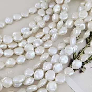 1 шт. Жемчуг натуральный речной барокко ок. 10-11 мм монета,  АА белый (9759) купить в #REGION_P# | Заказать в интернет-магазине Viva Beads
