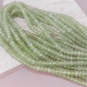 Нить 17.5 см Жадеит тониров. 4х3 мм граненый рондель, зеленый (7903) для бижутерии купить с доставкой по России | Интернет‑магазин Viva Beads