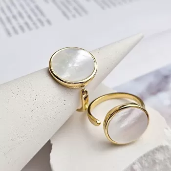 Кольцо с белым перламутром в позолоте 14К позолота 14К (8540-З) купить с доставкой по России | Интернет-магазин Viva Beads