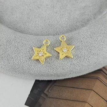 Подвеска Звезда с фианитом 11.5х9.3 мм позолота 18К (9413-З) купить с доставкой по России | Интернет-магазин Viva Beads