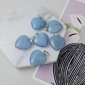 Подвеска Сердце 20x19.5x6.5 мм, жадеит тонир., голубой (9792) для бижутерии купить с доставкой по России | Интернет‑магазин Viva Beads