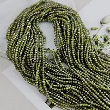 Нить 18 см Фианиты 2.1 мм граненые бусины, оливковый (6717-ОЛ) купить в Воронеже | Заказать в интернет-магазине Viva Beads
