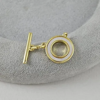 Замок тоггл с перламутром 15.6х13.5 мм & 16.4х4.5 мм позолота 14К (9627-З) замок для украшений купить с доставкой по России | Интернет-магазин Viva Beads