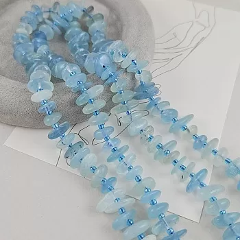 Нить 19 см Аквамарин натуральный 8-16х2.5х5.2 мм наггетсы (9446) для бижутерии купить с доставкой по России | Интернет‑магазин Viva Beads