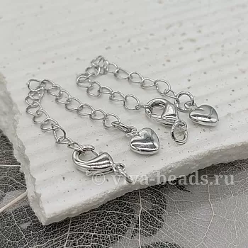 Замок лобстер 10 мм с удлинителем родиевое покрытие (6452-Р) купить в Воронеже | Заказать в интернет-магазине Viva Beads
 Замок лобстер 10 мм с удлинителем родиевое покрытие (6452-Р) купить в Воронеже | Заказать в интернет-магазине Viva Beads