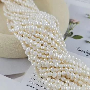 Нить 17 см Жемчуг натуральный барокко 3-4.6 мм белый А+ (9845) купить в #REGION_P# | Заказать в интернет-магазине Viva Beads
