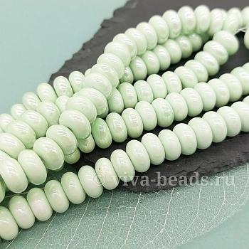 5 шт. Бусина рондель 11х6 мм бледно-зеленый, керамика (6477-БЗЕЛ) купить с доставкой по России | Интернет-магазин Viva Beads