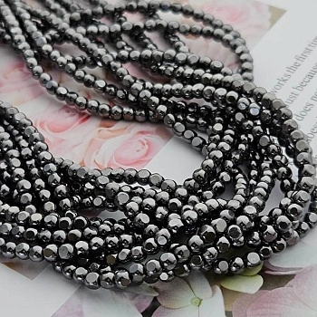 Нить 50 см Бусина круглая с гранями ок. 4 мм, черный, ювелирное стекло (8751-Ч) купить с доставкой по России | Интернет-магазин Viva Beads