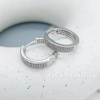 Швензы кольца, бублики, конго, с фианитами 18х4 мм родиевое покр. (7417-Р) Швензы кольца, бублики, конго, с фианитами 18х4 мм родиевое покр. (7417-Р)