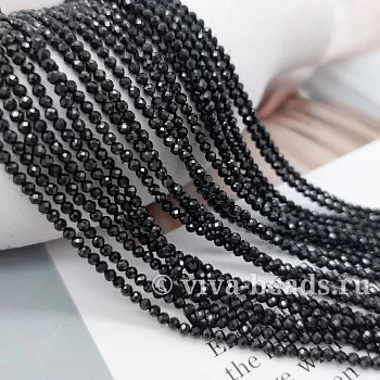 Нить 37-38 см Шпинель натуральная черная граненая бусина 2 мм (5993) для бижутерии купить с доставкой по России | Интернет‑магазин Viva Beads
