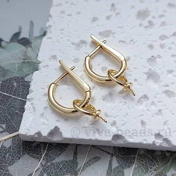 Швензы с замком с бейлом для вклейки 15.2х2.2 мм позолота 14К (6989-З) швензы для серег купить с доставкой по России | Интернет-магазин Viva Beads