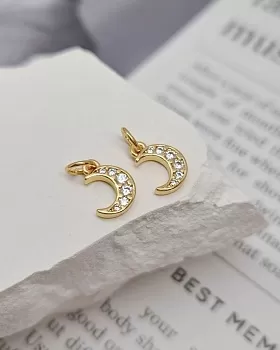 Подвеска Месяц с фианитами / цирконами 10.5x7.2 мм позолота (8353-З) купить с доставкой по России | Интернет-магазин Viva Beads