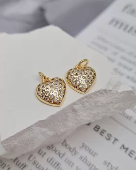 Подвеска Сердце с фианитами / цирконами 10.8x12 мм позолота 14к (8351-З) Подвеска Сердце с фианитами / цирконами 10.8x12 мм позолота 14к (8351-З)