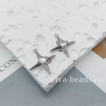 Подвеска Звезда с фианитом 16x14.5x4.5 мм родиевое покр. (7277) Подвеска Звезда с фианитом 16x14.5x4.5 мм родиевое покр. (7277)