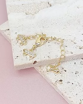 Замок лобстер 10 мм с коннекторами на 2 нити, удлинителем фианиты, позолота (8033-З) купить в Воронеже | Заказать в интернет-магазине Viva Beads
