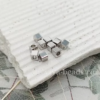 1 шт. Бусина спейсер куб 3 мм родиевое покр. (6852-3-Р) купить в Воронеже | Заказать в интернет-магазине Viva Beads
