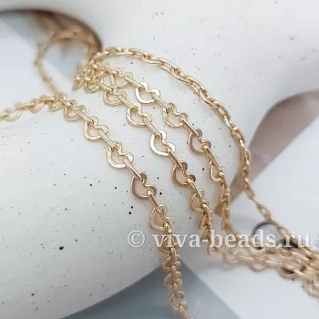 10 см Цепь сердца звено 4 мм цвет золото (7315-З) купить в Воронеже | Заказать в интернет-магазине Viva Beads
