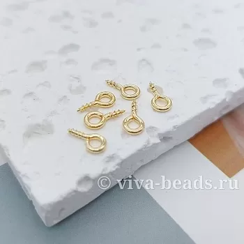 1 шт. Штифты с резьбой 8x4x1 мм позолота 14к (4717-З) пины и штифты для бижутерии купить с доставкой по России | Интернет-магазин Viva Beads