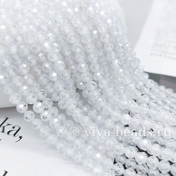 Нить 19 см Фианиты (цирконы) 4 мм прозрачный (7259-Б) купить с доставкой по России | Интернет-магазин Viva Beads