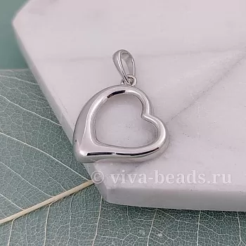 Подвеска Сердце 18х20 мм родиевое покр. (6297-Р) купить с доставкой по России | Интернет-магазин Viva Beads