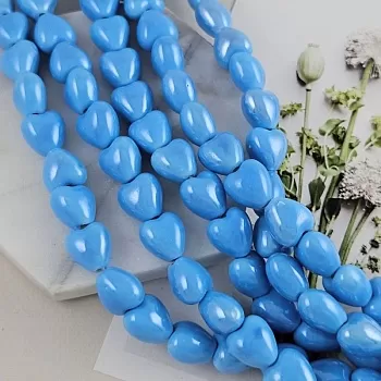 Бусина сердце 12 мм голубой, керамика (6436-ГОЛУБ) купить с доставкой по России | Интернет-магазин Viva Beads