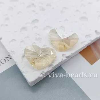 Подвеска Сердце 12х17 мм Golden Shadow хрустальное стекло (7233-ГШ) купить с доставкой по России | Интернет-магазин Viva Beads