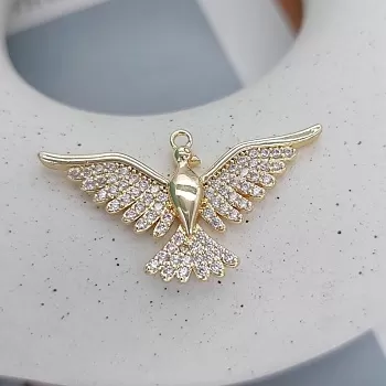 УЦЕНКА Подвеска Птица с фианитами 19.5x35 мм позолота 14к (7663-З-УЦ) УЦЕНКА Подвеска Птица с фианитами 19.5x35 мм позолота 14к (7663-З-УЦ)